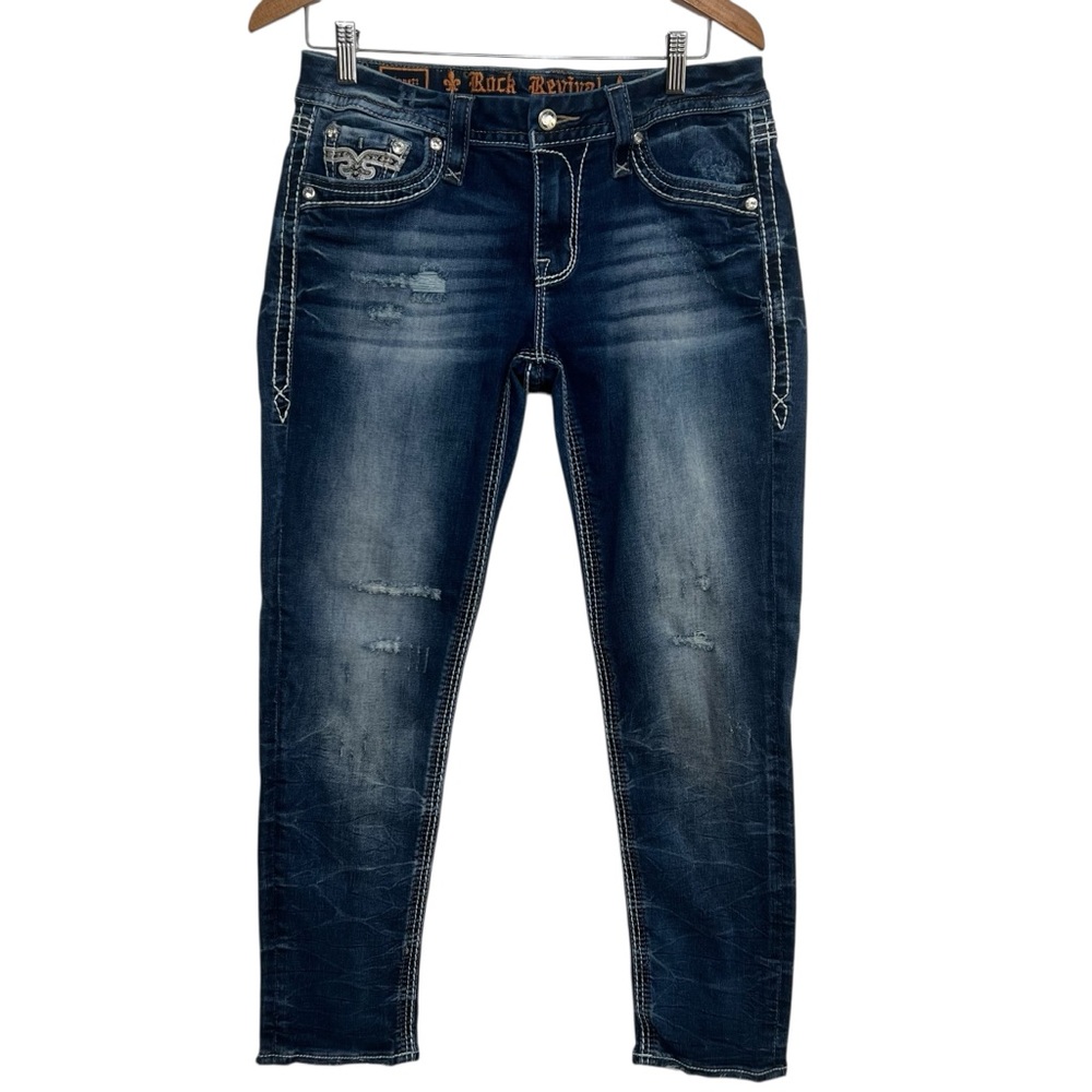 Rock Revival Linnett Ankle Skinny Jeans Women’s 30 (30x27) Distressed Streetwear